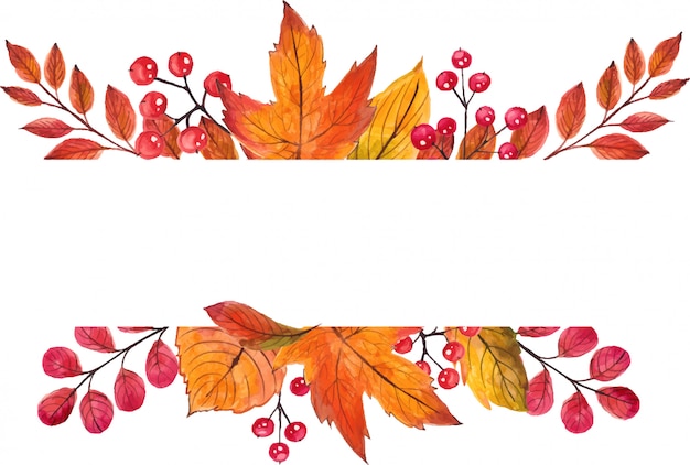 Vecteur feuilles d'automne beau cadre. illustration aquarelle peinte à la main.