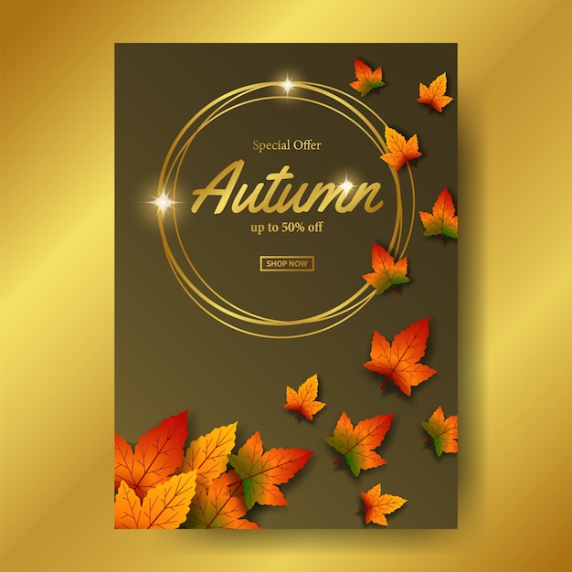 Vecteur feuilles d'automne chute modèle affiche de l'offre de vente