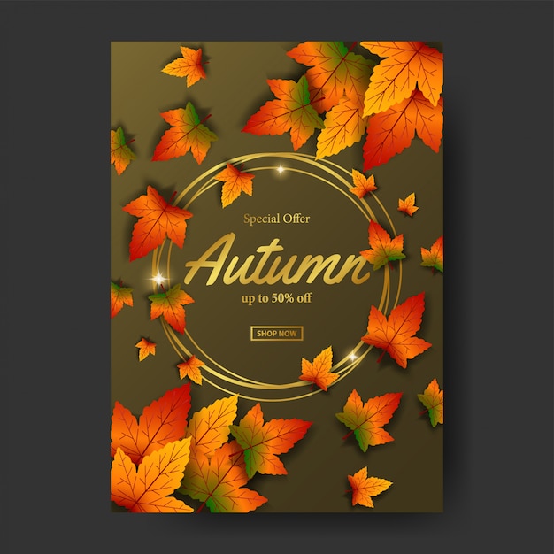 Vecteur feuilles d'automne chute modèle affiche de l'offre de vente