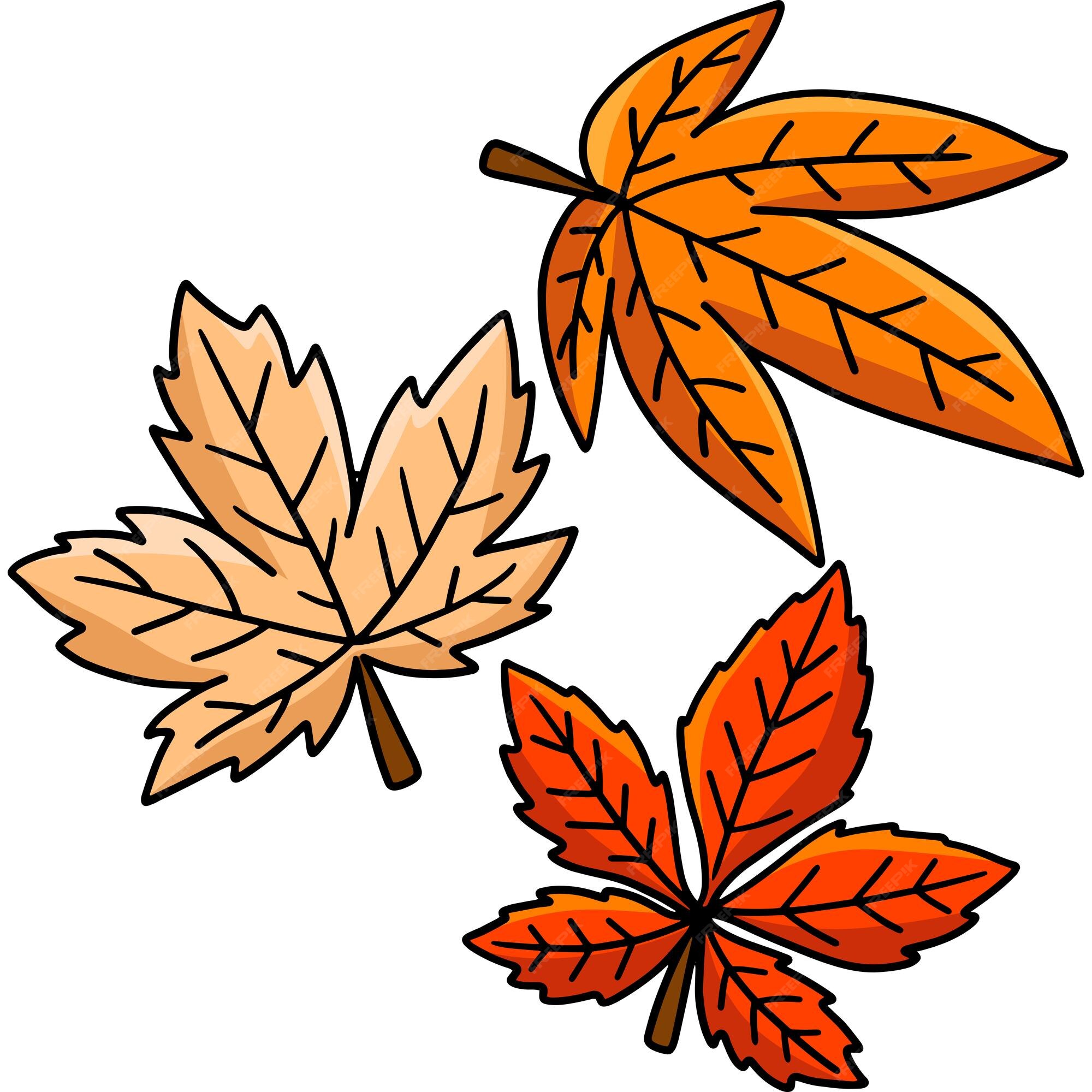 Feuille D automne Dessin Feuilles D'automne Dessin Animé Coloré Clipart Illustration | Vecteur Premium