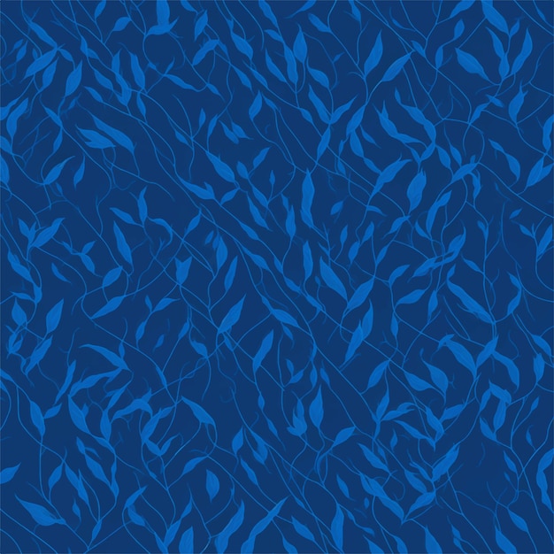 Feuilles Bleues Sur Fond Bleu