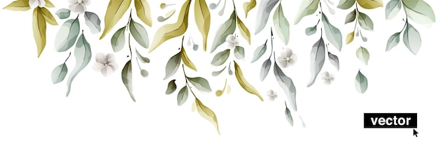 Feuilles et bourgeons botaniques aquarelle vecteur motif supérieur abstrait Composition à base de plantes pour mariage