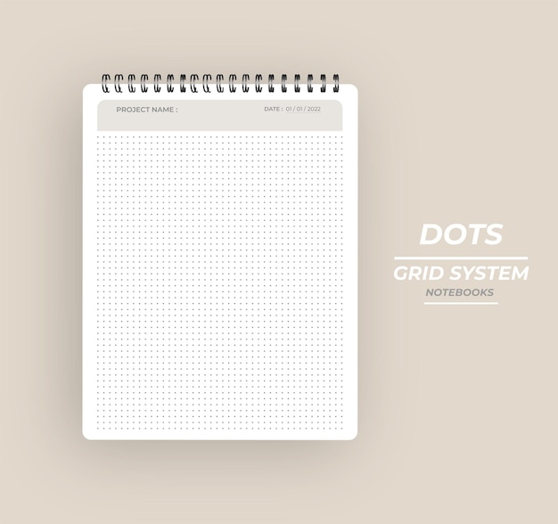 Feuilles de cahiers lignées quadrillées avec Dots Grid