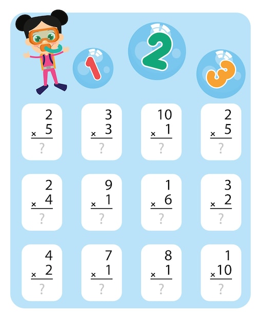 Feuilles De Calcul Mathématiques Pour Les Enfants Du Primaire Addition, Soustraction, Feuilles De Calcul De Multiplication