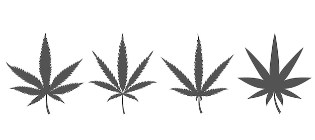 Vecteur feuilles de cannabis symboles collection de silhouettes de plantes de chanvre marijuana à base de plantes pour la conception de logo