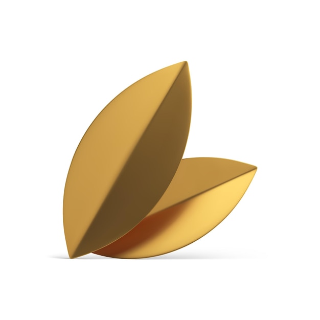 Feuilles dorées pliées décor écologique de feuilles métalliques de qualité supérieure pour la composition floristique vecteur d'icône 3d