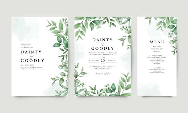 Des feuilles élégantes, un modèle d'invitation de mariage.