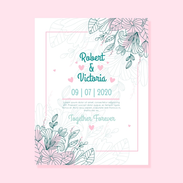 Feuilles Et Fleurs Design Invitation De Mariage Avec Des Feuilles