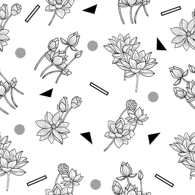Feuilles de fleurs noires et blanches dessinées à la main Naturals Isolés Dessin au trait botanique noir Objet noir aléatoire Illustration Blanc
