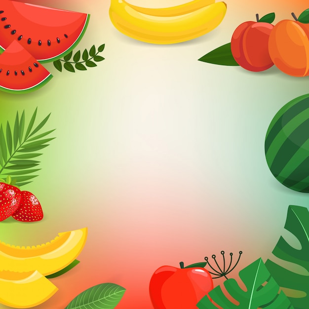 Feuilles et fruits d&#39;été vector background