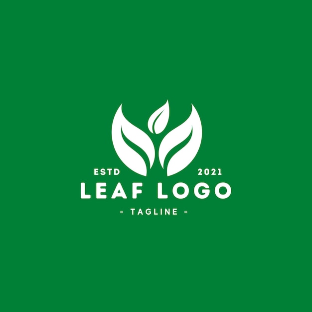 Feuilles De Menthe Modèle De Logo Vectoriel Plat. Eps10