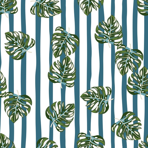 Feuilles De Monstera Stylisées Motif Sans Couture Fond De Feuilles Forêt Tropicale Hawaïenne Toile De Fond Floral Jungle Exotique Plantes Fond D'écran Sans Fin V