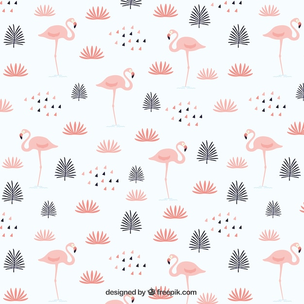 Feuilles Avec Motif Flamants Roses