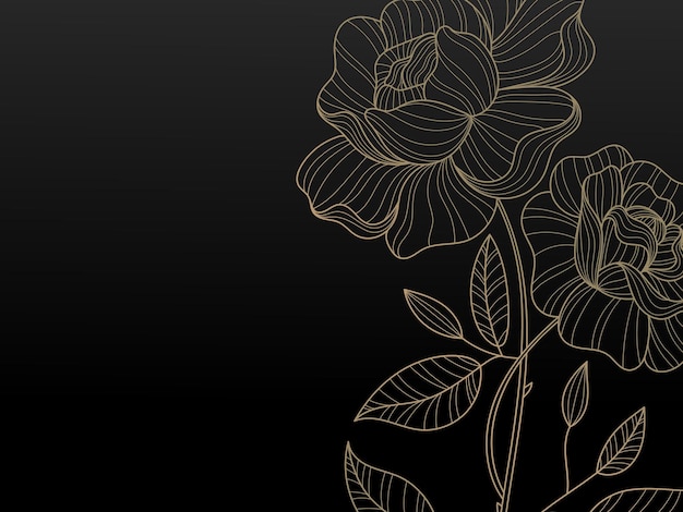 Feuilles d'or vectorielles luxueuses couvertures florales dorées feuilles de ligne et fleurs nature