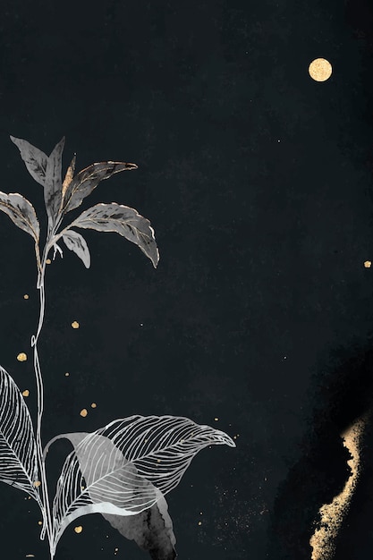 Feuilles orientales et cadre détaillé d'or sur le vecteur noir