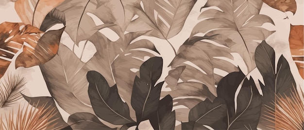 Vecteur feuilles de palmier tropical fond floral vectoriel sans couture sépia vecteur nature illustration comme