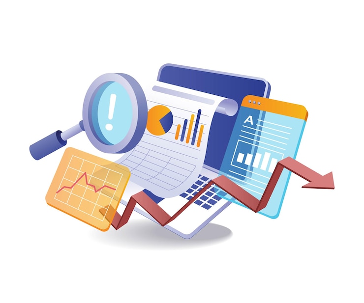 Vecteur feuilles de papier d'entreprise d'analyse