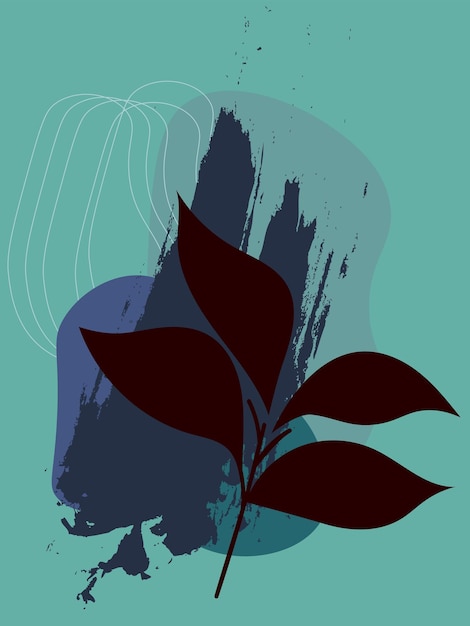 Vecteur feuilles de rythme de vecteur abstrait dessinés à la main avec une forme colorée isolée sur fond nu