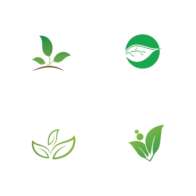 Feuilles vertes logogreen leaf icons set modèle vectoriel