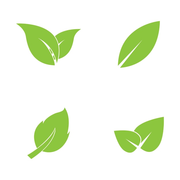 Feuilles vertes logogreen leaf icons set modèle vectoriel