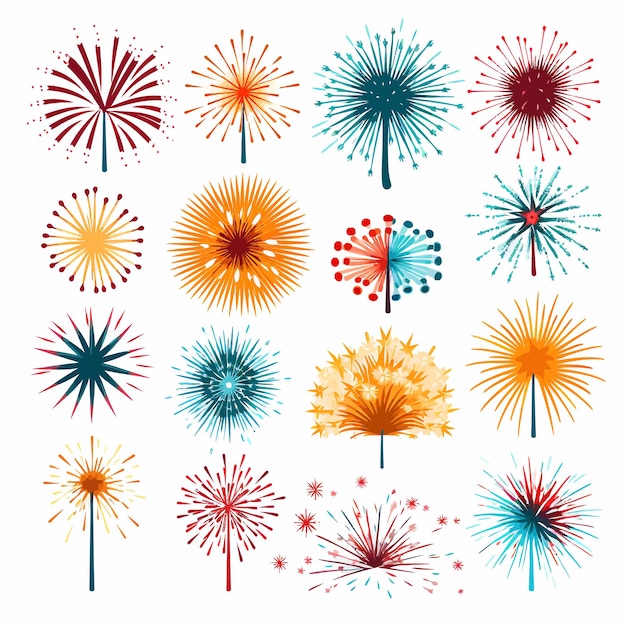 Vecteur des feux d'artifice aux couleurs vives