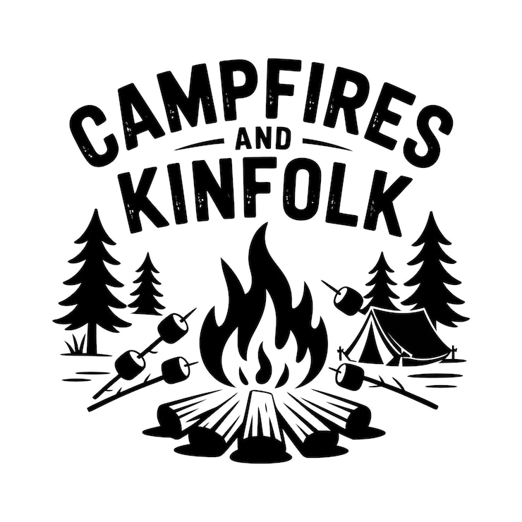 Vecteur des feux de camp et des aventures en plein air de kinfolk