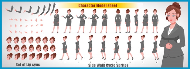 Fiche de modèle de jeune fille avec animations de cycle et synchronisation labiale