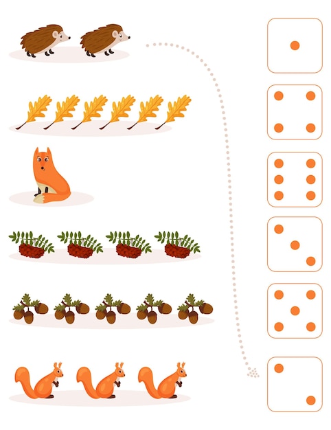 Fiche De Travail Pour L'enseignement Des Mathématiques Et De La Numératie Sur Le Thème De L'automne. Pour Les Enfants D'âge Préscolaire Et Les Enfants De La Maternelle Qui étudient Les Nombres Et Le Comptage.