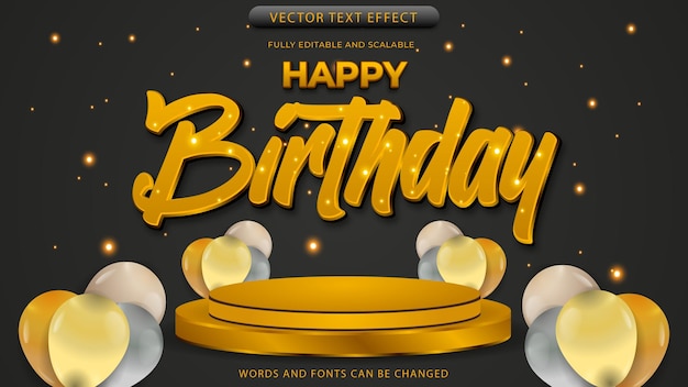 Vecteur fichier eps modifiable d'effet de texte de voeux d'anniversaire