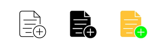 Fichier avec icône de jeu Plus Ajouter de nouvelles informations texte de document de confidentialité moins image galerie de favoris multimédia Concept de jeu de données Icône vectorielle en ligne style noir et coloré sur fond blanc