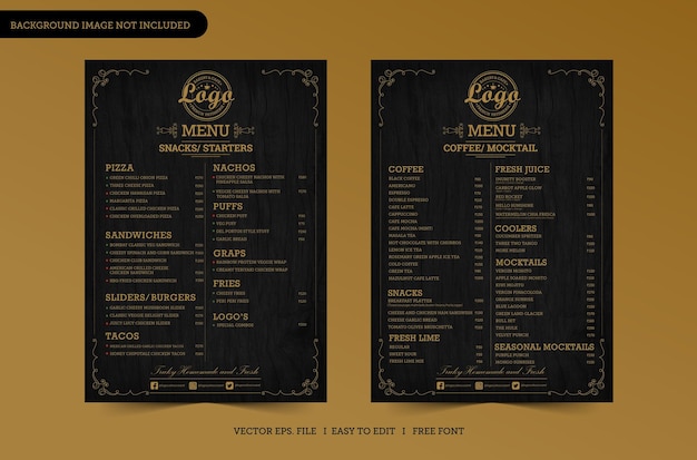 Fichier ouvert modifiable de conception de menu de café