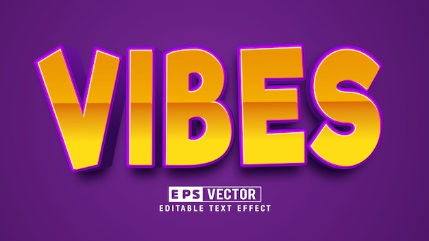 Fichier vectoriel d'effet de texte modifiable Vibes 3d avec fond mignon