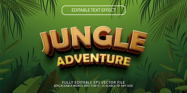 fichier vectoriel modifiable d'effet de texte d'aventure dans la jungle
