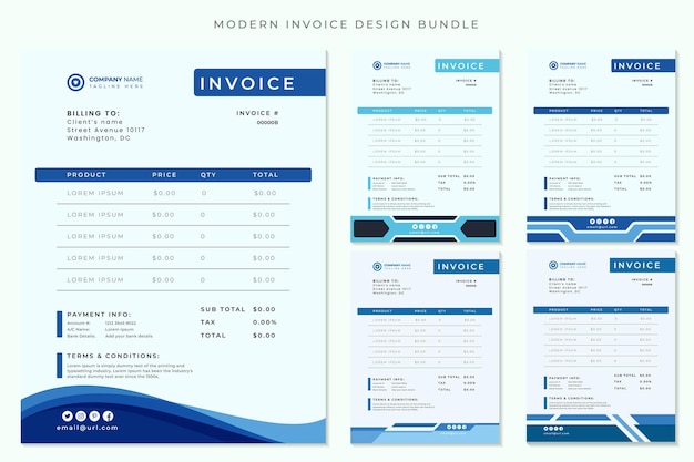 Vecteur fichier vectoriel premium de l'ensemble de conception de facture d'entreprise moderne.