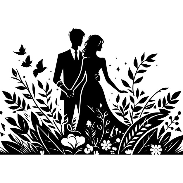 Vecteur fichier vectoriel de la silhouette d'amour du couple