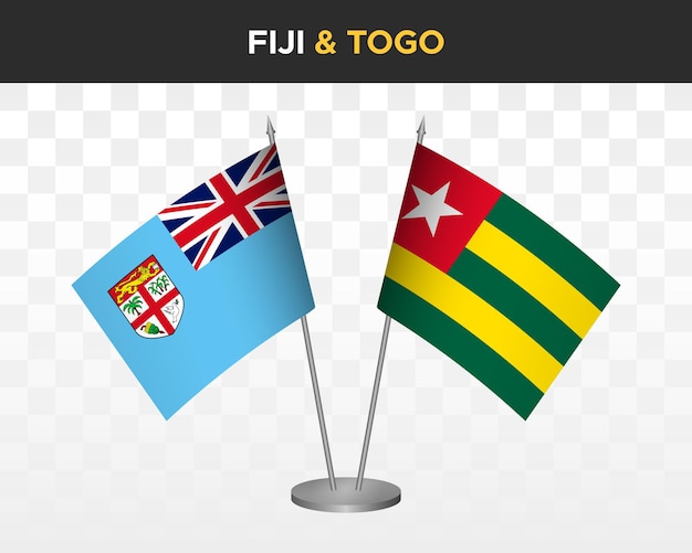 Fidji Vs Togo Drapeaux De Bureau Mockup Isolé 3d Vector Illustration Drapeaux De Table