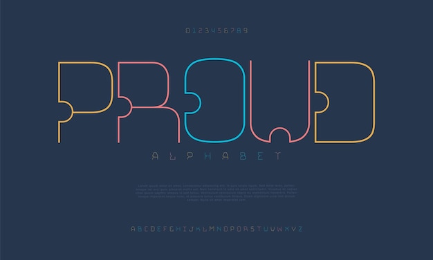 Fier de la créativité moderne de la police d'alphabet urbain numérique abstrait musulman futuriste de la mode sport simple