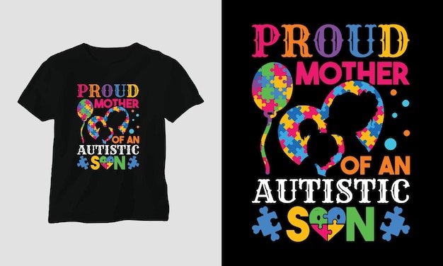 Vecteur fière mère d'un fils autiste - concept de design de t-shirt pour l'autisme.