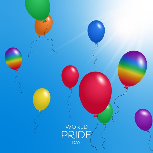 La fierté LGBT avec des ballons colorés dans le ciel Journée mondiale de la fierté