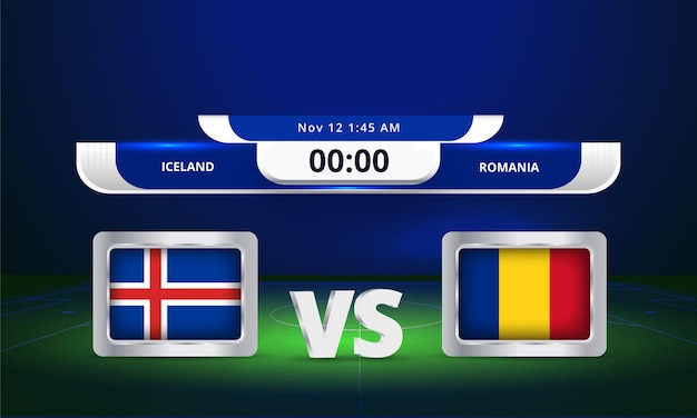 Fifa World Cup 2022 Islande Vs Roumanie Match De Football Diffusion Du Tableau De Bord
