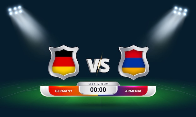 Vecteur fifa world cup qualifier 2022 allemagne vs arménie match de football