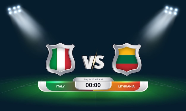 Vecteur fifa world cup qualifier 2022 italie vs lituanie football match