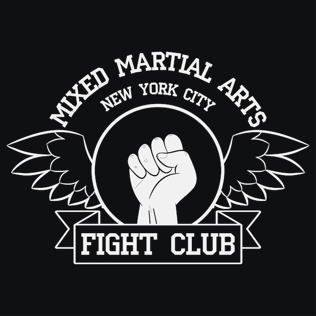 Vecteur fight club logo new york mma mixed martial arts fighting typographie pour vêtements de conception