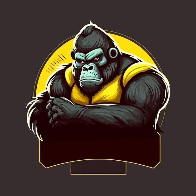 Fighting Gorilla, conception de mascotte esports, modèle de logo de jeu, illustration