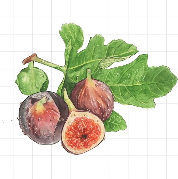 Vecteur des figues peintes à l'aquarelle