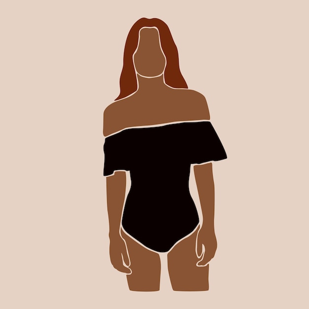 Vecteur figure de corps de femme abstraite moderne en maillot de bain silhouette de femme sans visage art contemporain été