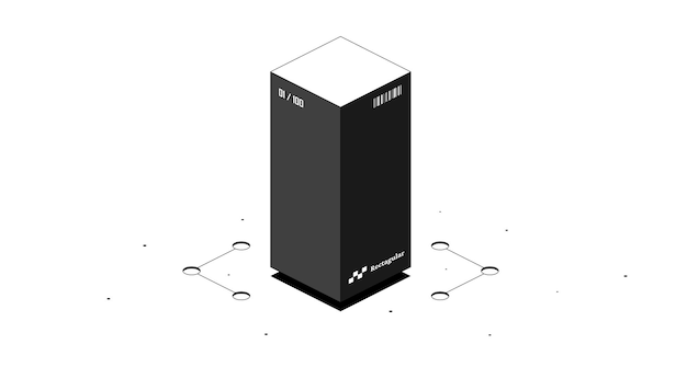 Figure mathématique du prisme rectangulaire. Illustration 3d isométrique noir et blanc isolée sur fond blanc. Conception de vecteur.