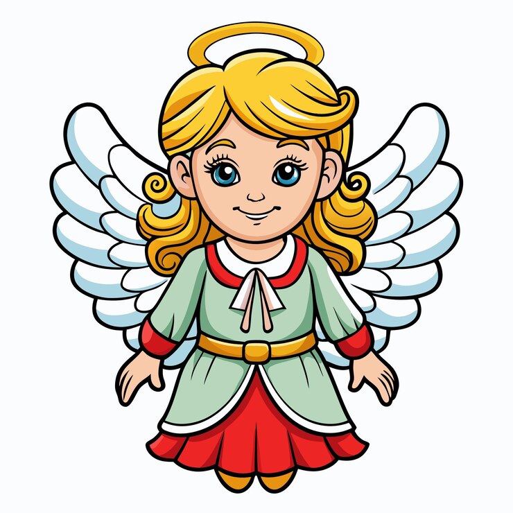 Vecteur figurines d'ange de noël mignons illustration de dessin animé vectorielle de noël joyeux