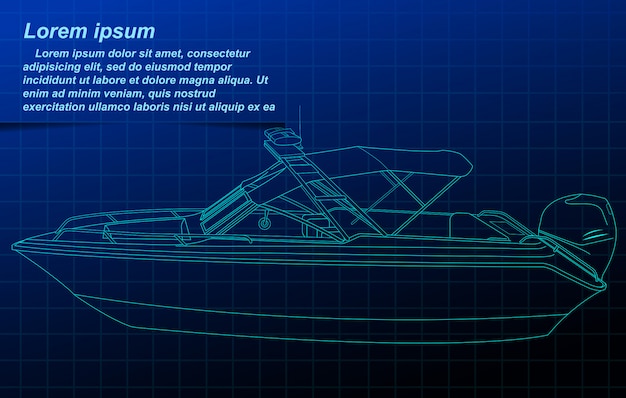 Vecteur filaire de bateau à moteur.