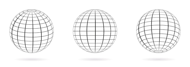 Filaire Ligne 3D Planète Globe Filaire Globe Surface Globe Grille Sphère Ensemble 3D Fil Global Terre